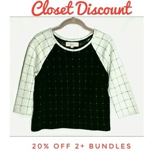 LOFT Raglan Plaid Small Crop Sweatshirt (B)